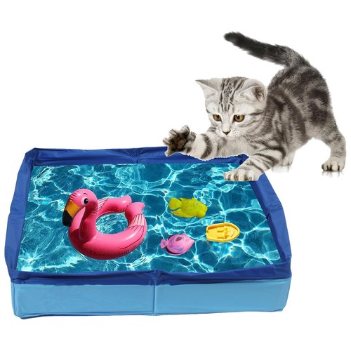 Foldable Pet Swimming Pool, Portable Collapsible Dog Bathing Tub Square-Shaped - Picture 4 of 14