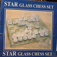 NEW in Box Chess Set Star Glass Chess Set 9 B...