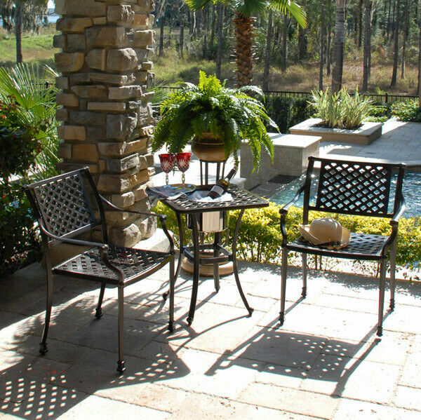 Yaheetech 3 Piece Bronze Patio Set Outdoor Patio Furniture Tulip Design Setting For Sale Online Ebay