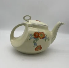 Hall China Co. Orange Poppy Streamline Teapot w/Lid 1933-1953 USA