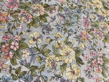 Graceful Garden Flowers on Blue 100 cotton Fabric per yd. sewing /quilting