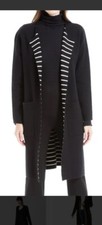 Max Studio Black duster open cardigan Thick Heavy Knit Long Sleeve Small Pockets