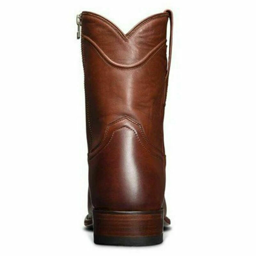 Hombres Botines Zapatos Talla Cuero Vaquero Occidental Botas Cortas de pantorrilla Tacón Plano - Imagen 8 de 14