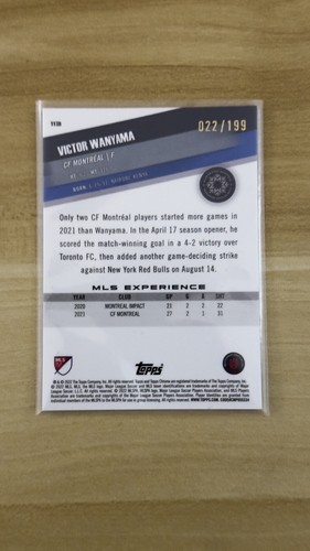 2022 Topps Chrome MLS Diamond Blue Refractor #/199 CF Montreal - VICTOR WANYAMA - Picture 2 of 2