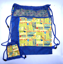Build A Bear Backpacks Cinch Drawstring Bags Blue Yellow Boy Girl Carrier Set