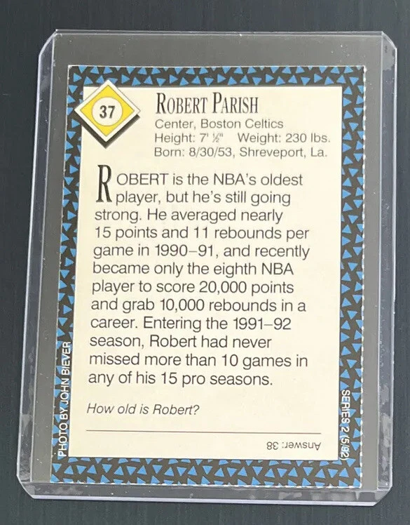 Robert Parish Rare Boston Celtics #37 NBA Sports Illustrated for Kids SI 1992 - Image 2 of 2