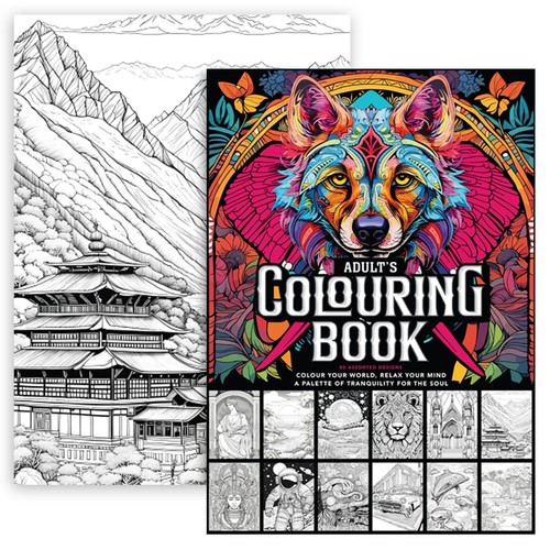 80 Pages Colouring Books for Adults A4 Anti-Stress Mind Relaxing Colour Therapy