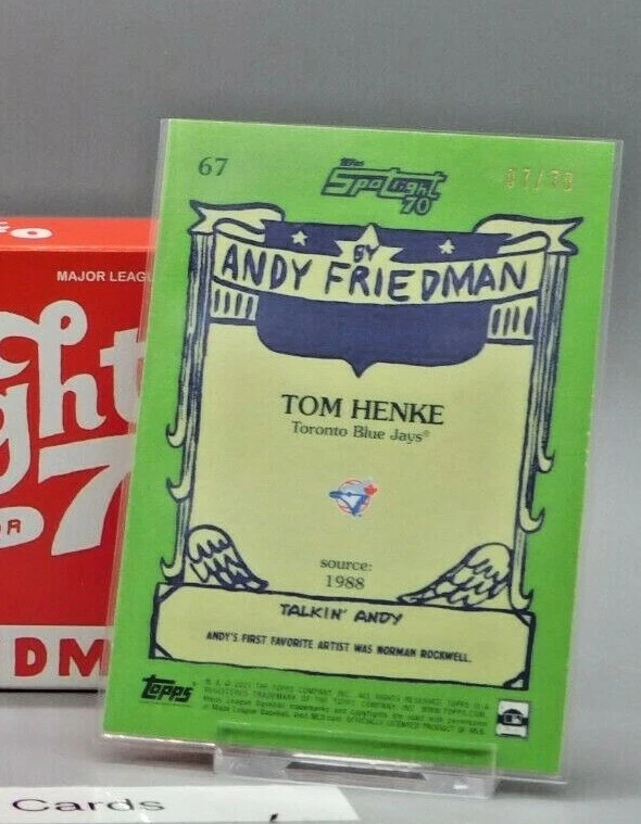 2021 Topps Spotlight 70 ft. Andy Friedman Tom Henke 07/70 - Image 3 of 3