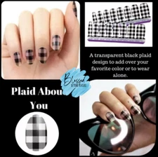 RETIRED NEW~Color Street Plaid About You Clear Overlay Nail Polish Strips