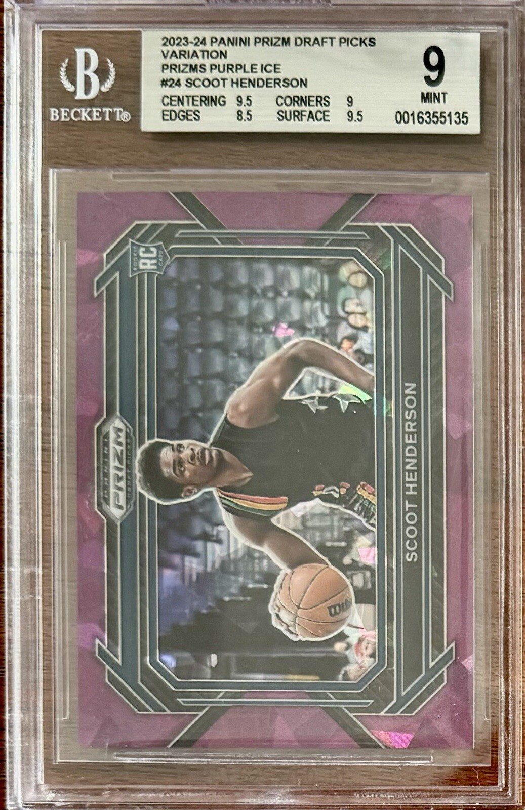 2023-24 Prizm Draft Scoot Henderson Purple Ice Prizm Variation RC #/149 BGS 9