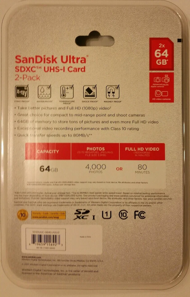 New 2pkSanDisk ULTRA SDXC UHS-I Card 64 Gb each - Image 2 of 2