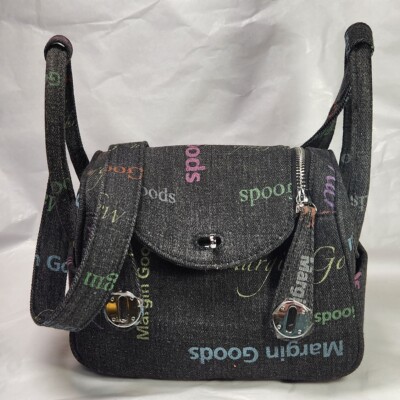MARGIN GOODS Black Coded Print Canvas Fabric Gather Bag Shoulder Purse Unused