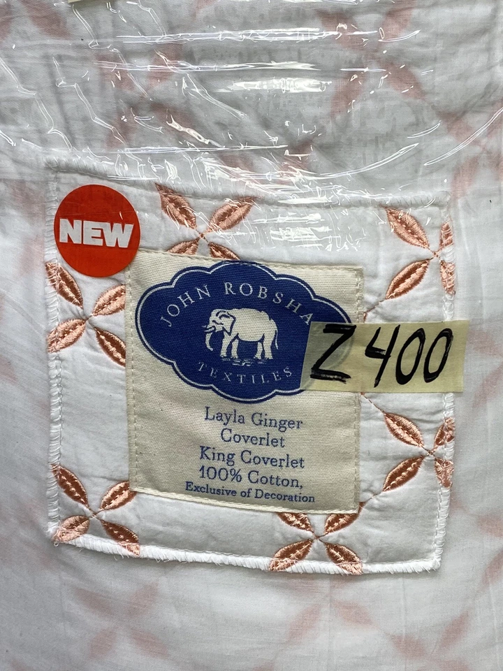 John Robshaw Layla Ginger Embroidered King Coverlet 100% Cotton New - Image 3 of 4