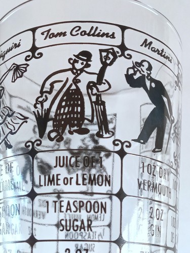 Vintage Federal Glass Mixed Drink Cocktail Recipe Barware MCM Graphics - Picture 10 of 12