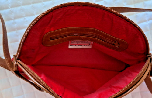 Capezio Quilted Shoulder Crossbody Bag Purse Satchel Red Abstract Silky Vintage - Picture 6 of 9