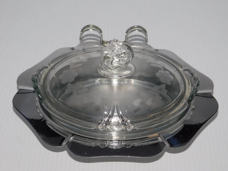 HEISEY FARBER BROS KROME KRAFT QUEEN ANNE WHEEL CUT LEMON DISH - Image 2 of 4