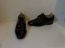 Sanders Black Leather Shoes Size UK 7.5 EU 41.5  Wide Fit Made in UK