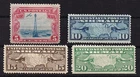 US Stamps 1918 Air Mail Stamps Sc# C7 C8 C9 C11 Vintage Airplanes Biplane Map MH