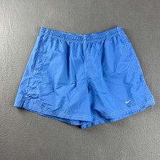 Vintage Nike Swim Trunks Men's M Blue Y2K Gray Tag Unlined Drawstring 90s 2000s