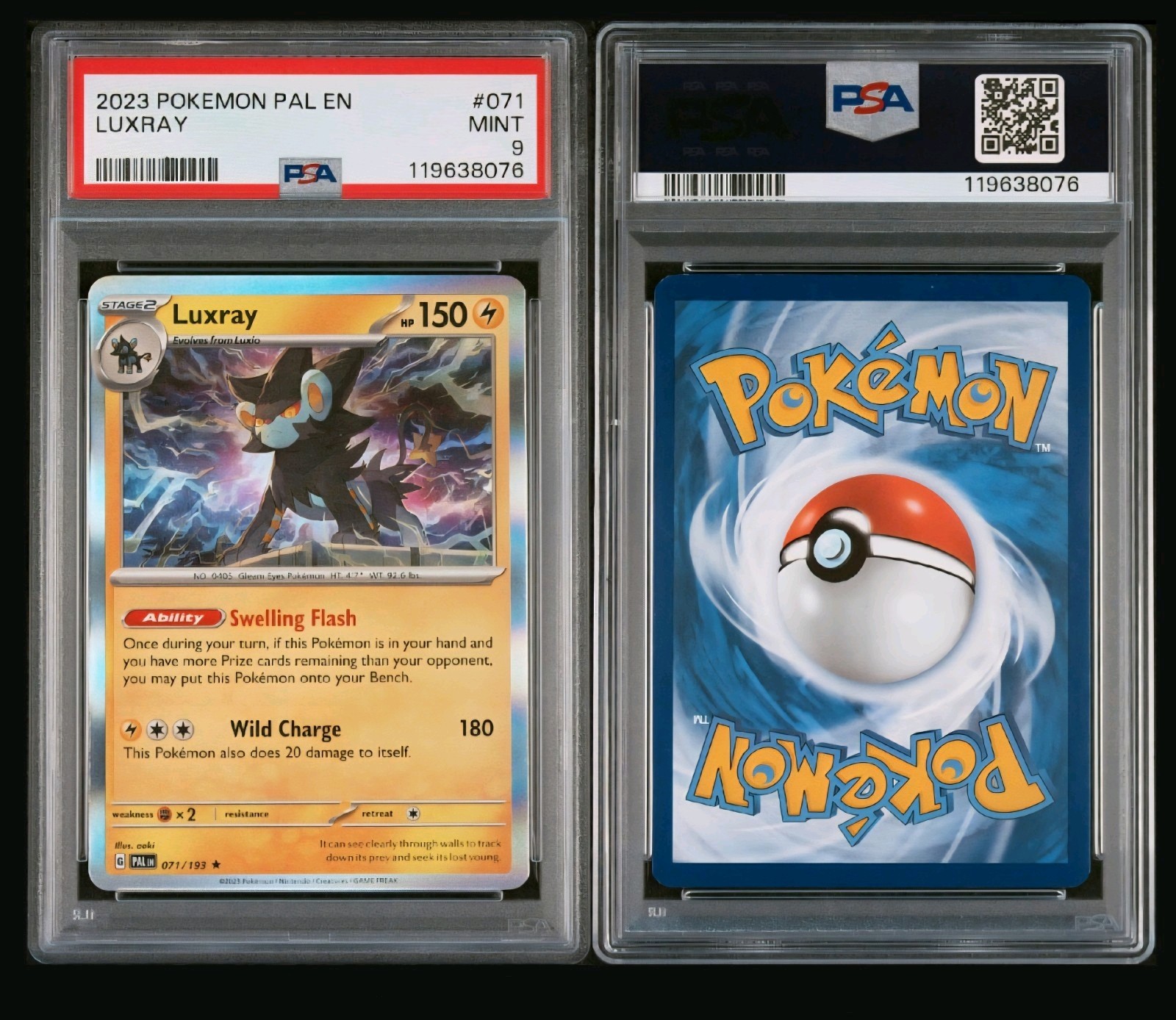 Luxray 2023 Pokemon Paldea Evolved Card 071/193 PSA 9