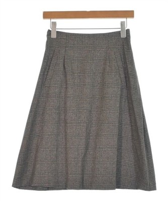 BEAMS HEART Knee-length Skirts BrownxBlackxWhite(Check Pattern) S 2200593018026