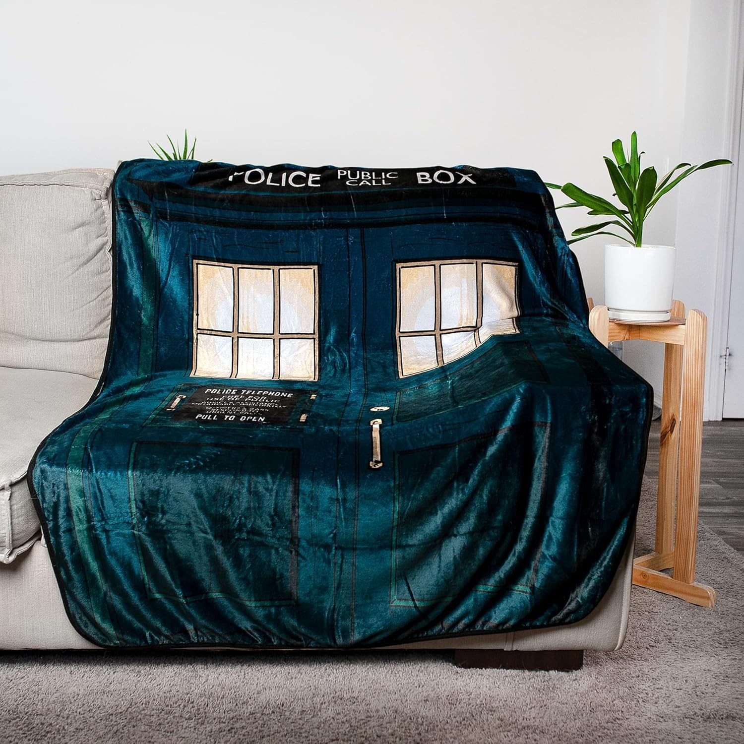 Surreal Entertainment Doctor Who TARDIS Oversized Plush Throw Blanket | Cozy She