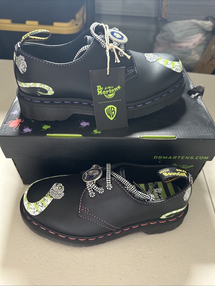 Dr. Martens 1461 WB BEETLEJUICE SMOOTH BLACK LEATHER OXFORD SHOES 