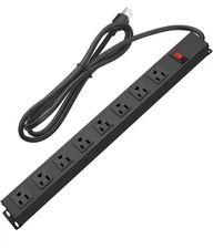 Metal 8 Outlet Mountable Power Wide Spaced Commercial Shop Power Strip