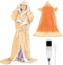 Electric Snuggle Blanket Wearable Heated with Removable Large, Orange 