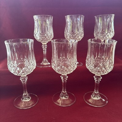 Cristal D'Arques Longchamp Wine Glass Goblet Set of 6 -6oz 24% Lead Crystal NIB