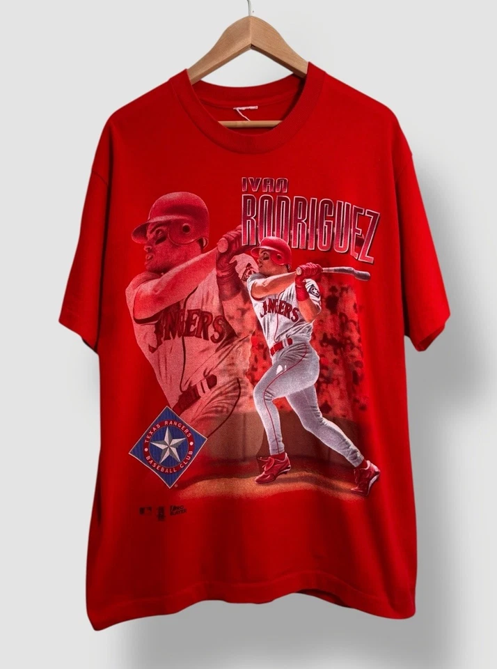 Vintage 90’s Texas Rangers Ivan “Pudge” Rodriguez T-Shirt Size L Pro Player - Image 2 of 4