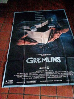 affiche cinema Les gremlins Steven Spielberg 155x115 Cm Pliée