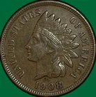 1908 Indian Head Cent Choice Extremely Fine XF+ Coin #40482