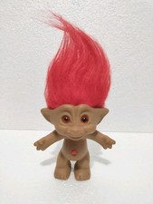 Vintage Ace Novelty Treasure 5" Troll Doll Orange Hair Belly Gem