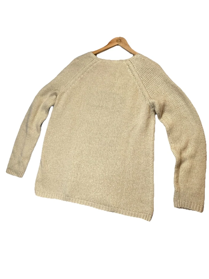 Jolt Owl 毛衣女式 L 象牙色 棕褐色 鸟 新颖 自然 波西米亚 复古 — 第 4/4 张图片