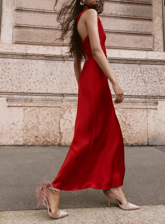 zara red satin dress Stunning Red Satin Zara Dress Showcase