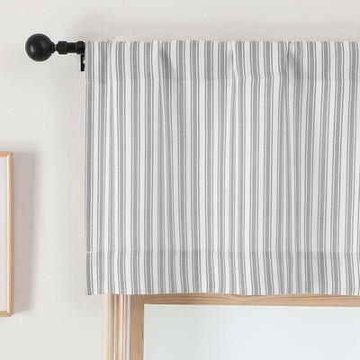 Striped Valances for Windows - Light Filtering Faux Linen Small Cafe Kitchen
