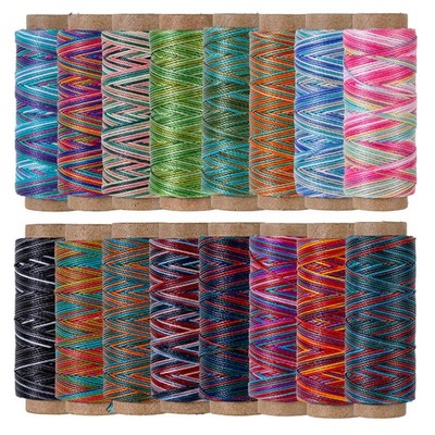 16 Colors Variegated Round Waxed Thread  0.5mm, 40Yard Small Spools, Wax Coat...