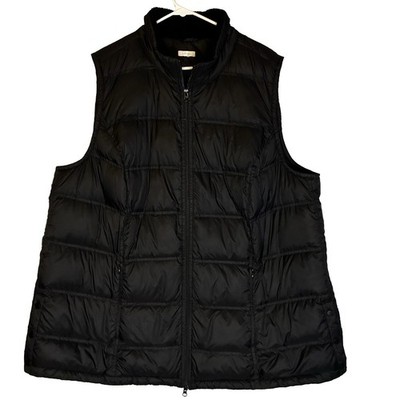 J.Jill Women s 2XL Black Down Puffer Vest Quilted Full-Zip Lightweight Jacket