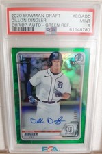 Dillion Dingler 2020 Bowman Chrome PSA 9 Auto RC Green Refractor /99