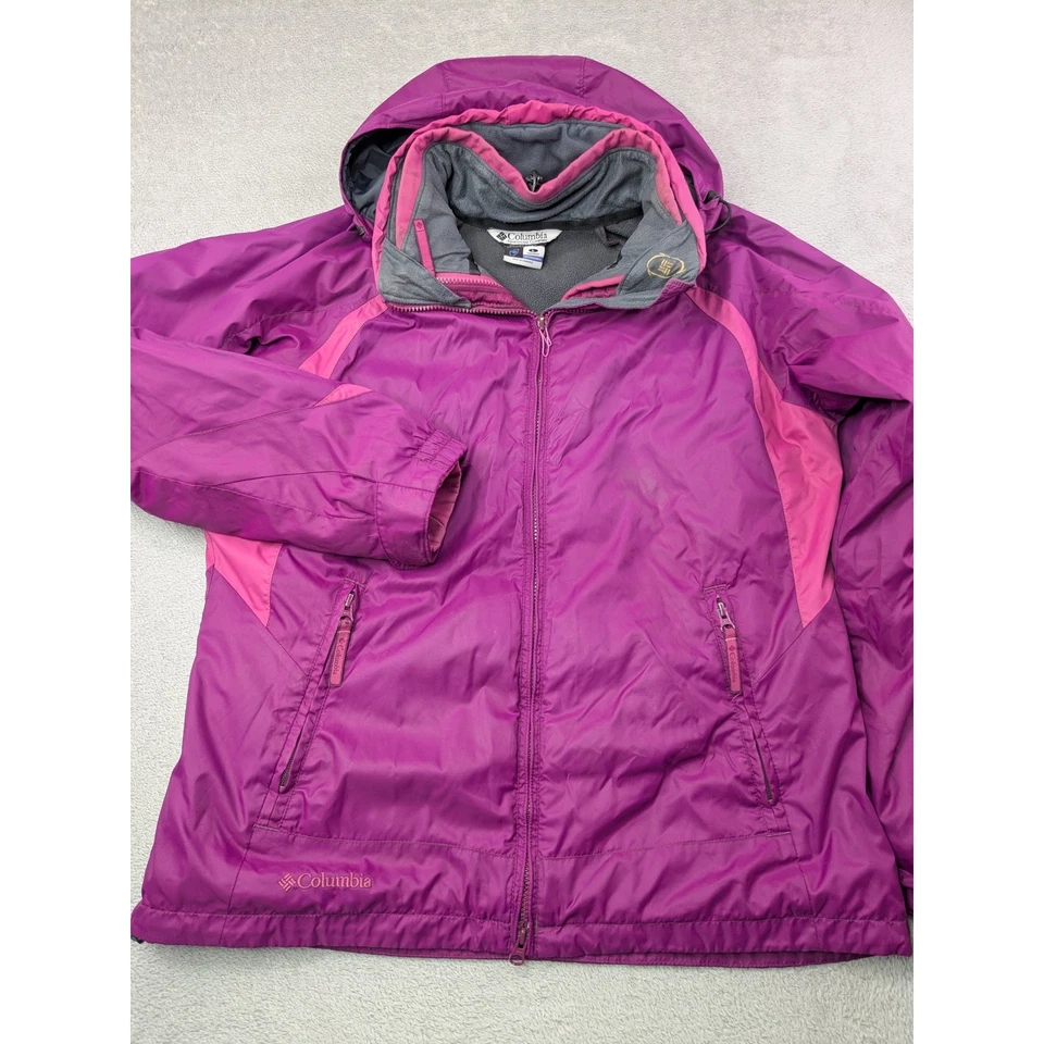 Columbia Mujer Interchange 3 en 1 Chaqueta de Esquí Grande Púrpura Rosa Con Capucha Invierno Foto 2 de 4