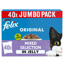 FELIX Original Mixed Selection in Jelly Wet 3.4 kg (Pack of 40), 40 Pouches 0.14 per kilo