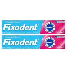 Fixodent Denture Adhesive Cream, All Day Hold, Original, 2.4oz (pack of 2)