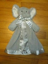 Bearington Baby Collection Gray Elephant with Chevron Bow Security Blanket/Lovey