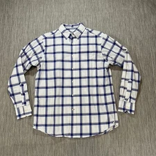 Cremieux Classics Shirt Mens M Blue White Check Cotton Long Sleeve Button Up