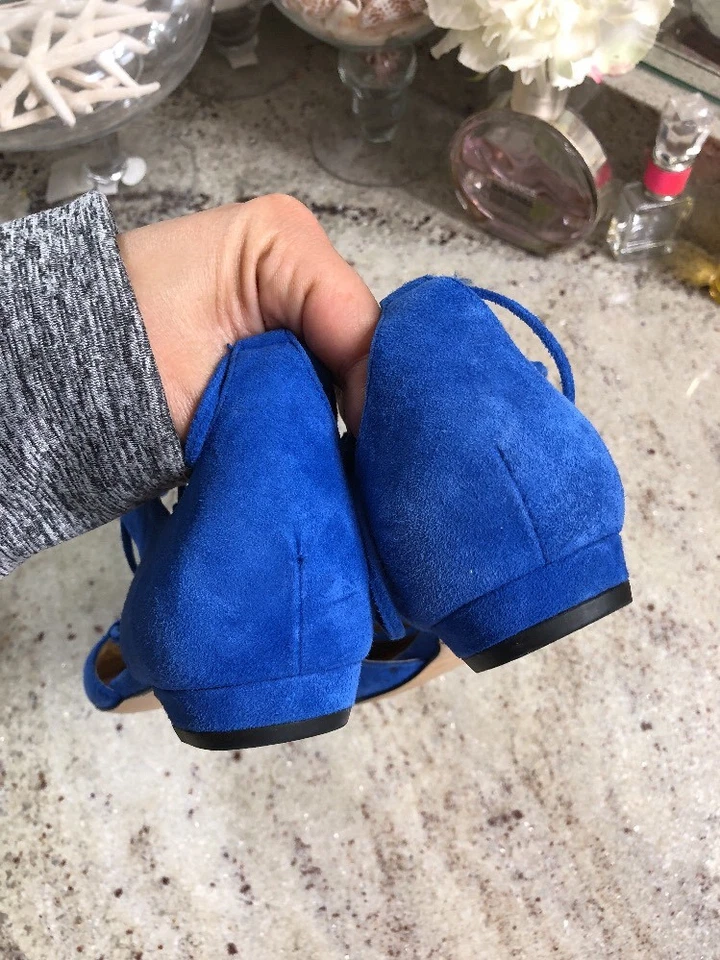 Ivanka Trump Tavyn Pisos Azul Real Gamuza 6 1/2 Mujeres Gladiador Correas Con Cordones Foto 3 de 4