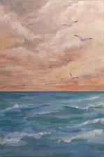 SEA VIEW ORIGINAL PAINTING canvas on board by Europe artist Yu.Pavlus