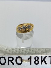 Anello in oro giallo 750 18 carati pietre bianche grammi 2,3 misura n. 9 +2lav