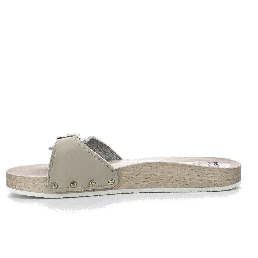 PATRIZIA AZZI 833 BEIGE ZOCCOLI LEGNO UOMO FIBBIA CIABATTE - Immagine 4 di 4