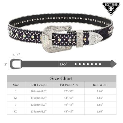 COPY - RHINESTONE BELT size M L Bemous Rhinestone Belts for Women Silver Cowgirl Belt at  main image 4